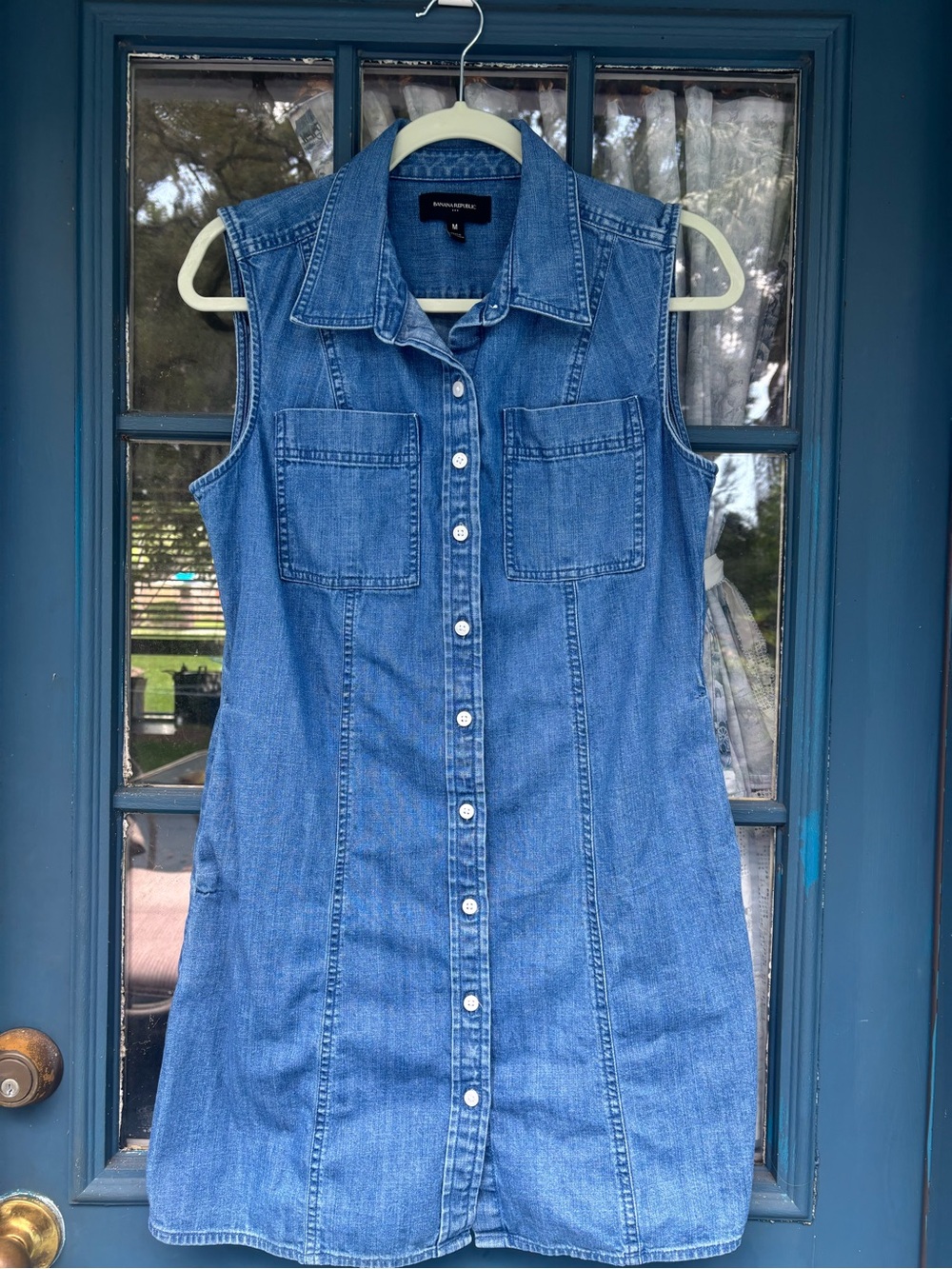 Banana Republic Sleeveless Denim Mini Dress - Blue